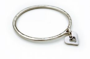 Danon Silver Bangle With Heart Charm-0