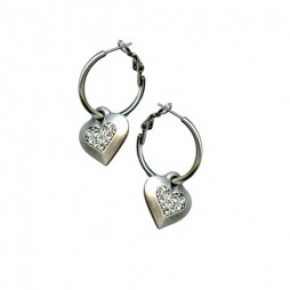 Danon Bronze Heart & Swarovski Crystal Earrings-0