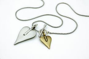 Danon Double Silver/Bronze Heart Necklace-0