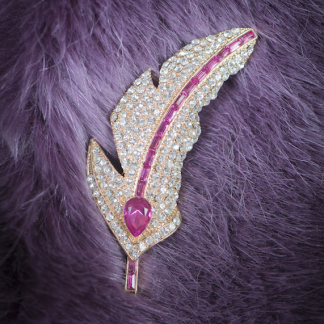 Powder Pink Feather Brooch-0