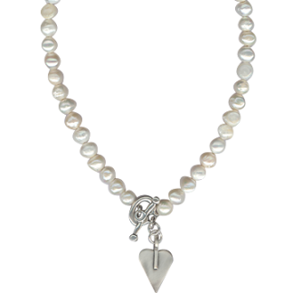 Danon Fresh Water Pearl Necklace with Heart Pendant-0