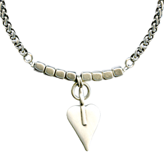 Danon Chain & Cube Heart Necklace-0