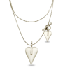 Danon Long Silver Necklace with Two Hearts-0