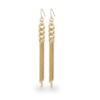 Danon Gold Drop Earrings with Chains-0
