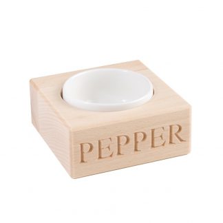 Culinary Concepts Beech Wood Holder with Porcelain Dish - Pepper-0