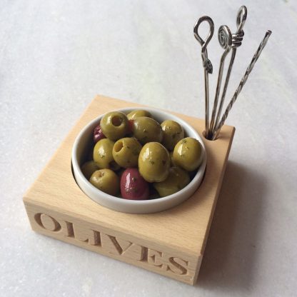 Culinary Concepts Beech Wood Olive Holder with Porcelain Dish-0