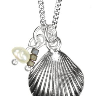 Hultquist Short Silver Necklace with Seashell Pendant-0