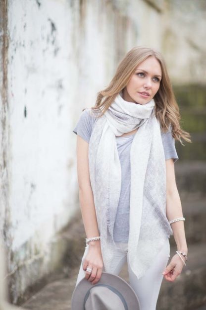 Tutti & Co Grey Print & Silver Stud Scarf-10980