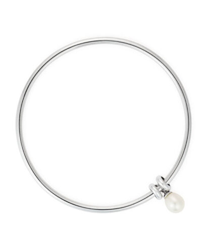 Claudia Bradby Essential Silver Pearl Bangle - Image 4