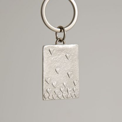 Lancaster & Gibbings Pewter Key Ring - Floating Hearts-0