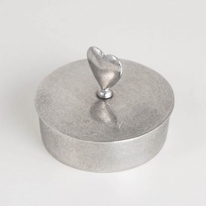 Lancaster & Gibbings Pewter Heart Jewellery Box - Medium-11368