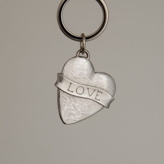 Lancaster & Gibbings Pewter Key Ring - Love-0