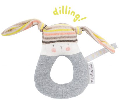 Moulin Roty Striped Rabbit Ring Rattle-0