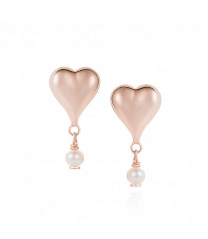 Claudia Bradby 'Signature' Rose Gold Heart Stud Earrings-12427