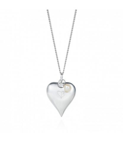 Claudia Bradby Silver Necklace with "Signature" Grande Heart Pendant-12418