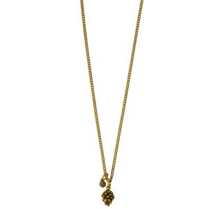 Hultquist Gold Necklace with Gold Fir Cone -0