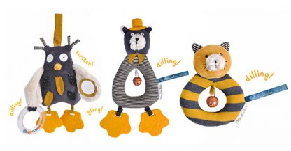 Moulin Roty 'Les Moustaches' Grey Ring Rattle -0