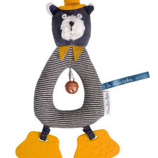 Moulin Roty 'Les Moustaches' Grey Ring Rattle -12872