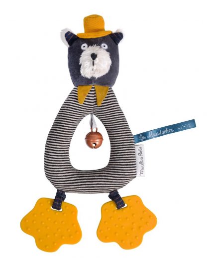 Moulin Roty 'Les Moustaches' Grey Ring Rattle -12872