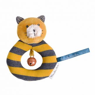 Moulin Roty 'Les Moustaches' Yellow Ring Rattle-0