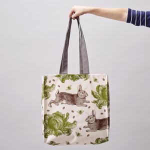 Thornback & Peel Brown Rabbit & Cabbage Tote Bag-0