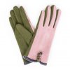 Powder Amanda Faux Suede Gloves - Pink/Moss Green-13801