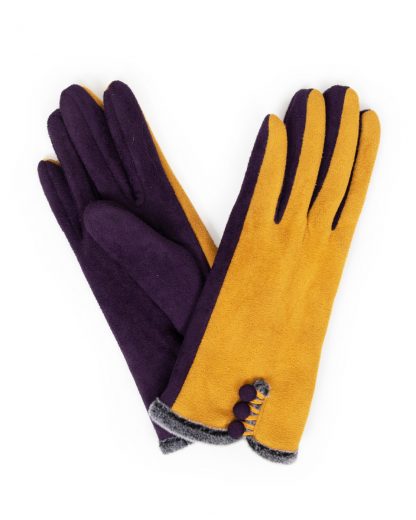 Powder Amanda Faux Suede Gloves - Damson/Mustard-13797