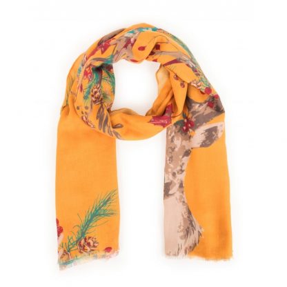 Powder Mustard Print Scarf - Enchanted Stag-13829