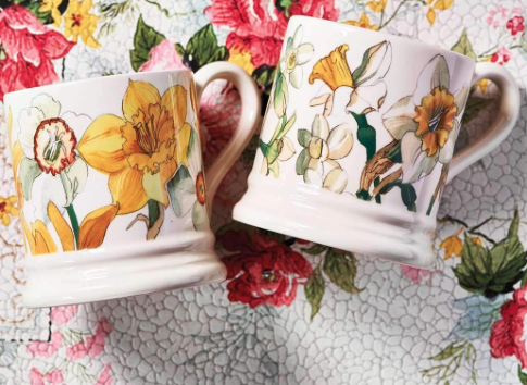 Emma Bridgewater Daffodils & Narcissus Set Of 2 1/2 Pint Mugs Boxed-0