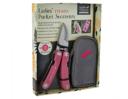 Apples to Pears - Folding Pocket Secateurs - Fuchsia Pink