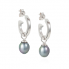 Claudia Bradby Biography Silver Hoop Grey Pearl Earrings - Image 2