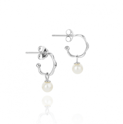 Claudia Bradby Dreamcatcher Simple Pearl Hoop Earrings - Image 2