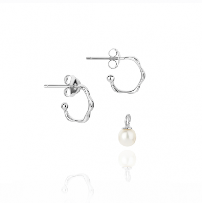 Claudia Bradby Dreamcatcher Simple Pearl Hoop Earrings - Image 3