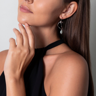 Claudia Bradby Calligraphy Ripple Silver Hoop Earrings
