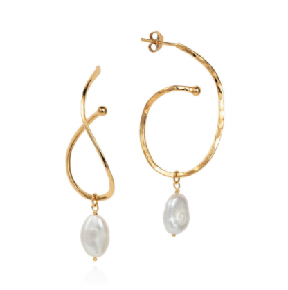 Claudia Bradby Calligraphy Ripple Hoop Gold Earrings - Image 2