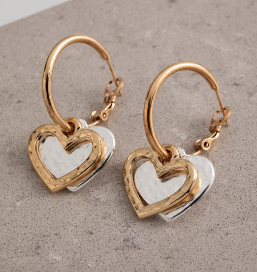 Danon Heart & Outline Hoop Earrings