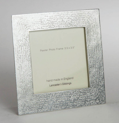 Lancaster & Gibbings Pewter Handwriting Frame 3.5"x3.5"
