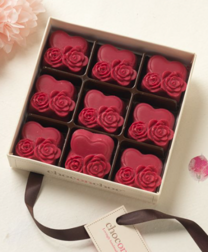 Choconchoc Pink Chocolate Rose Hearts