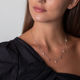 Claudia Bradby Lagertha Silver Drop Choker Necklace