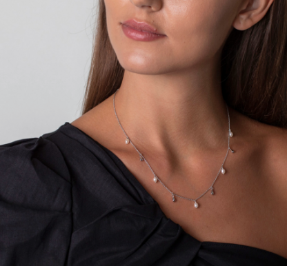 Claudia Bradby Lagertha Silver Drop Choker Necklace