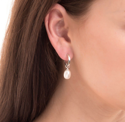 Claudia Bradby Biography Silver Pearl Hoop Earrings