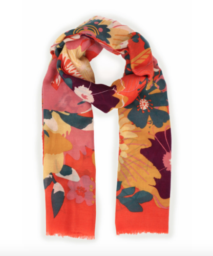 Powder Modern Floral Tangerine Print Scarf - Image 2