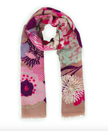 Powder Modern Floral Stone Print Scarf