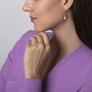 Helix Gold Plated Spiral Pearl Drop Earrings Silver