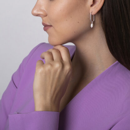 Helix Gold Plated Spiral Pearl Drop Earrings Silver
