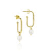 Helix Gold Plated Spiral Pearl Drop Earrings