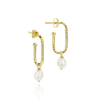 Helix Gold Plated Spiral Pearl Drop Earrings