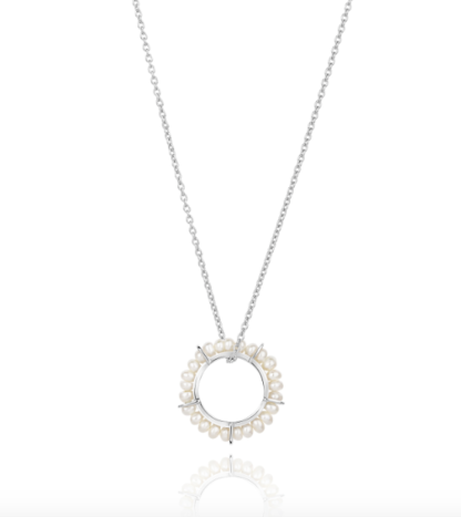 Claudia Bradby Circle of Life Small Pearl Ring on Short Chain - Image 2