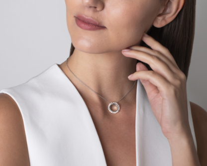 Claudia Bradby Circle of Life Small Pearl Ring on Short Chain - Image 3
