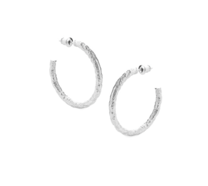 Tutti & Co Texture Hoop Earrings Silver EA333S - Image 2